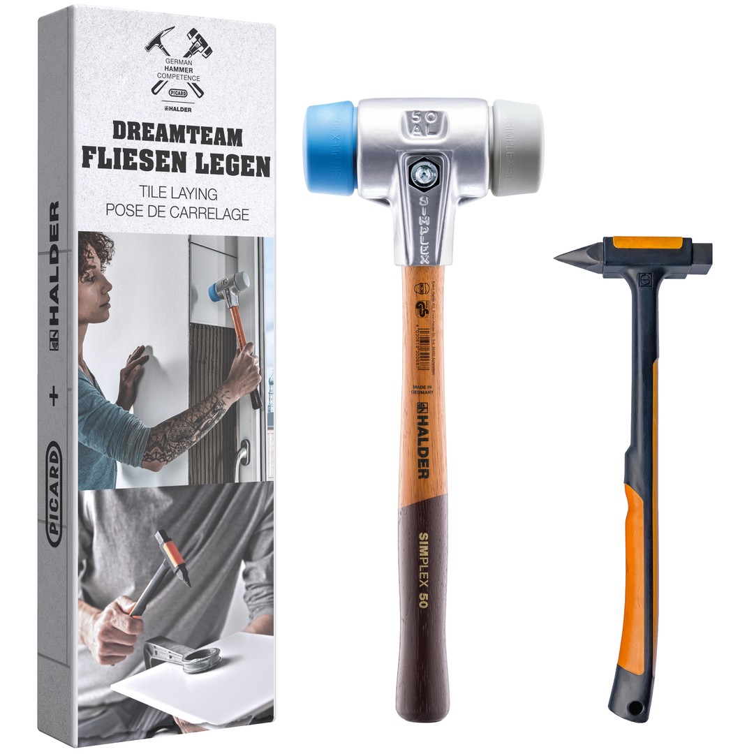 Aktionsbox "Dreamteam Fliesen legen", SIMPLEX-Schonhammer, TPE-soft / TPE-mid und PICARD Fliesenlegerhammer | 3113s002