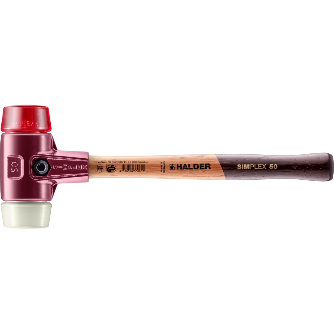 SIMPLEX-Schonhammer, Plastik / Nylon; mit Tempergussgehäuse und hochwertigem Holzstiel | D=50 mm | 3068.050