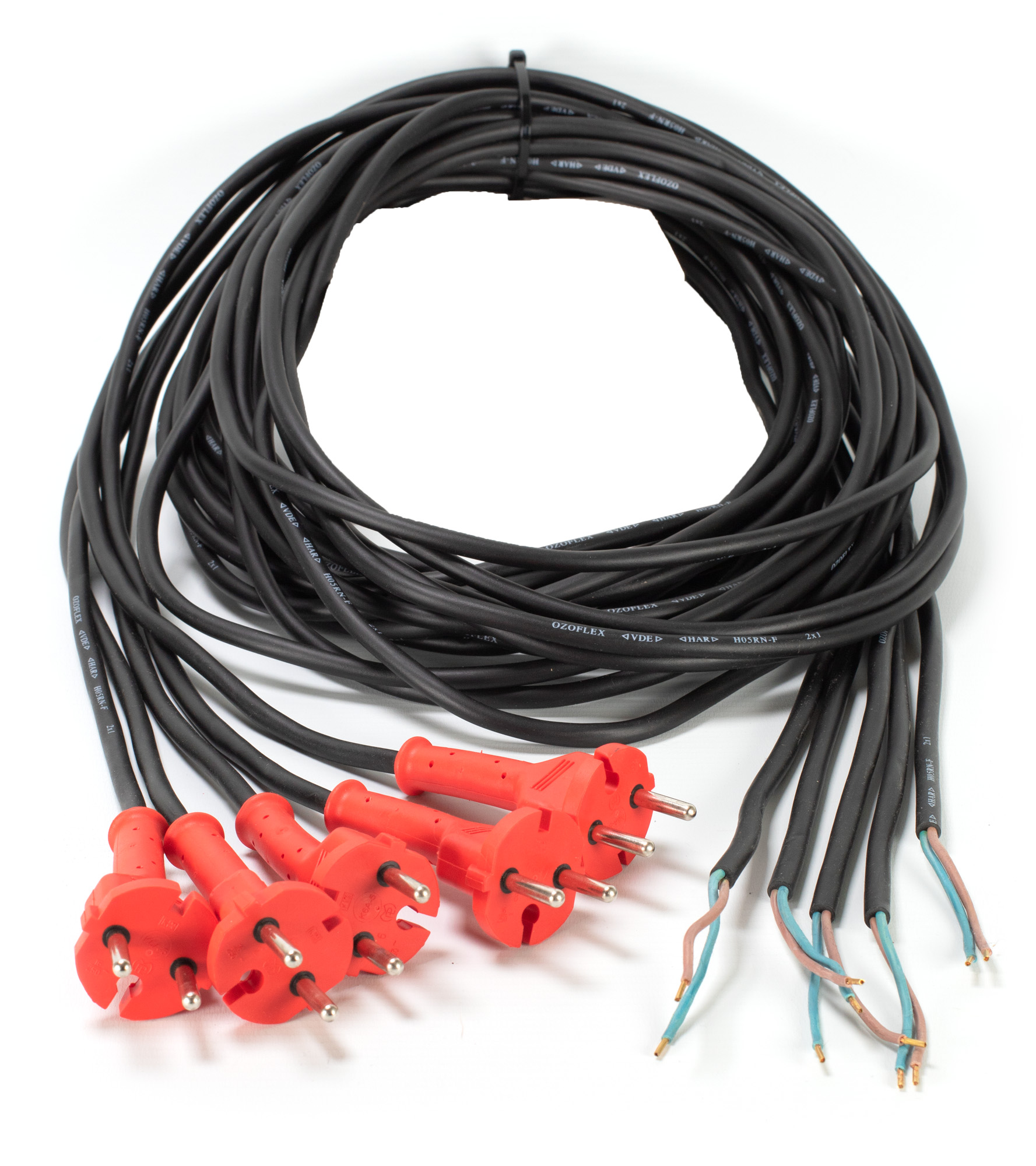 5 x kabel 4,10m H07RN-F 2x1,5mm² wtyczka K6A-5 35
