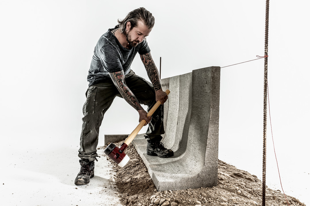 Młotek kowalski SIMPLEX, gumowy / superplastyczny; z korpusem z żeliwa ciągliwego i trzonkiem hikorowym | D=80 mm | 3027.081 SIMPLEX-Vorschlaghammer, Gummikomposition / Superplastik; mit Tempergussgehäuse und Hickorystiel | D=60 mm | 3027.061