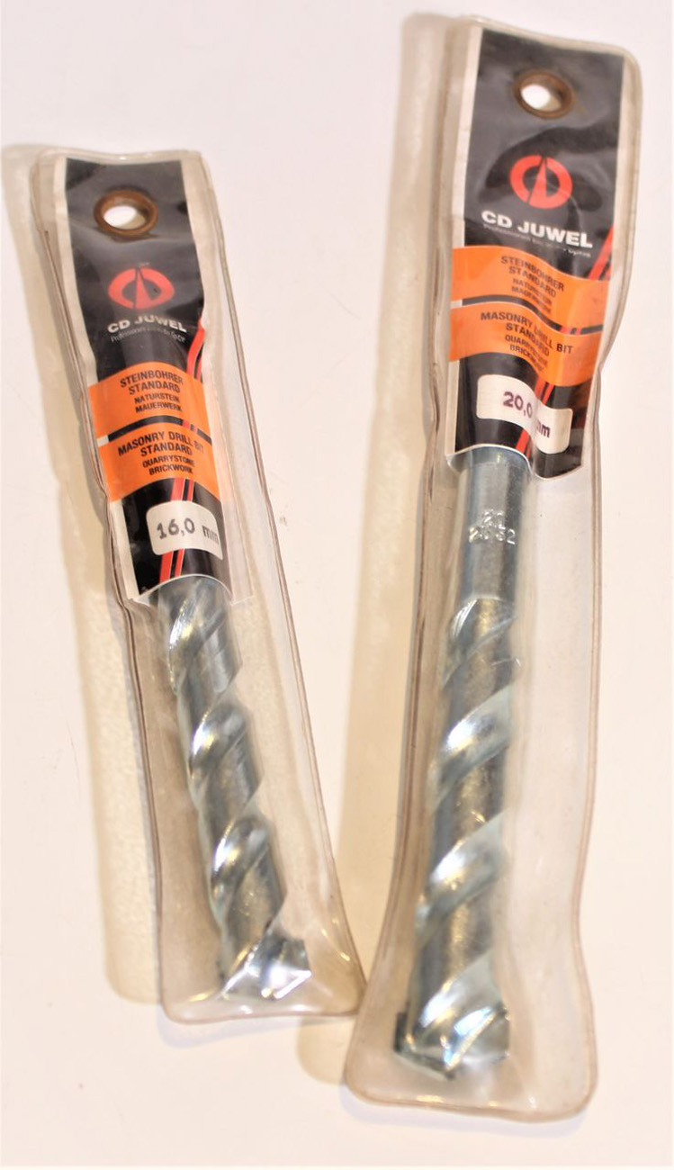 CD JUWEL Steinbohrer Set- 2 tlg. 16 & 20 mm Bohrerset Stein Bohrer Hammerbohrer