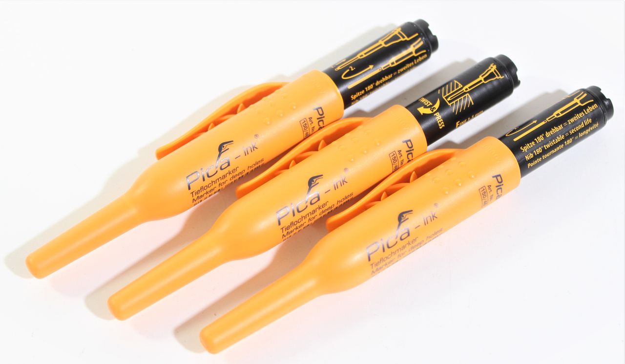 3 x PICARD Tieflochmarker schwarz rot blau Pica-Ink Marker wasserfest permanent