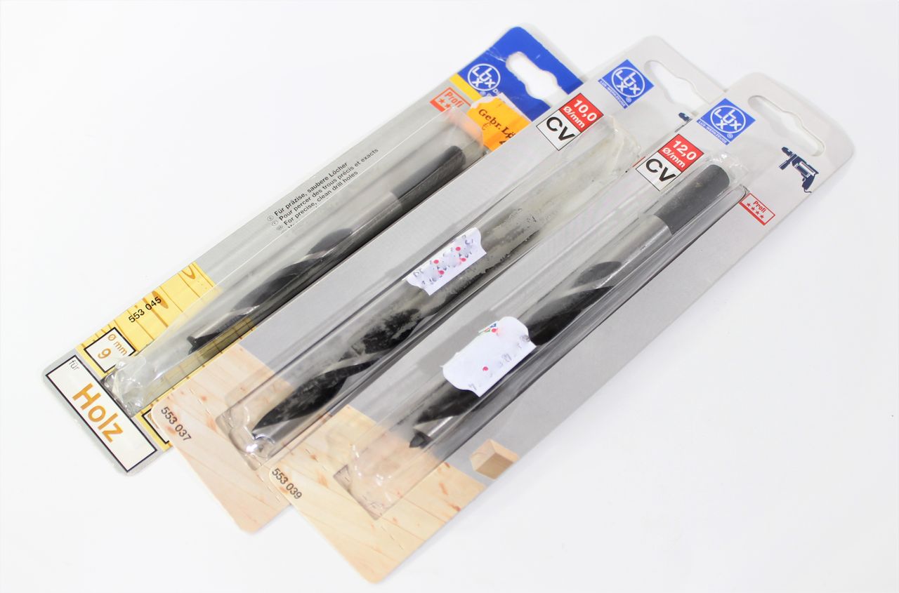 LUX Holzbohrer Set 3-teilig ø 9,10 und 12 mm CV Bohrer bohren Handwerk Werkzeug