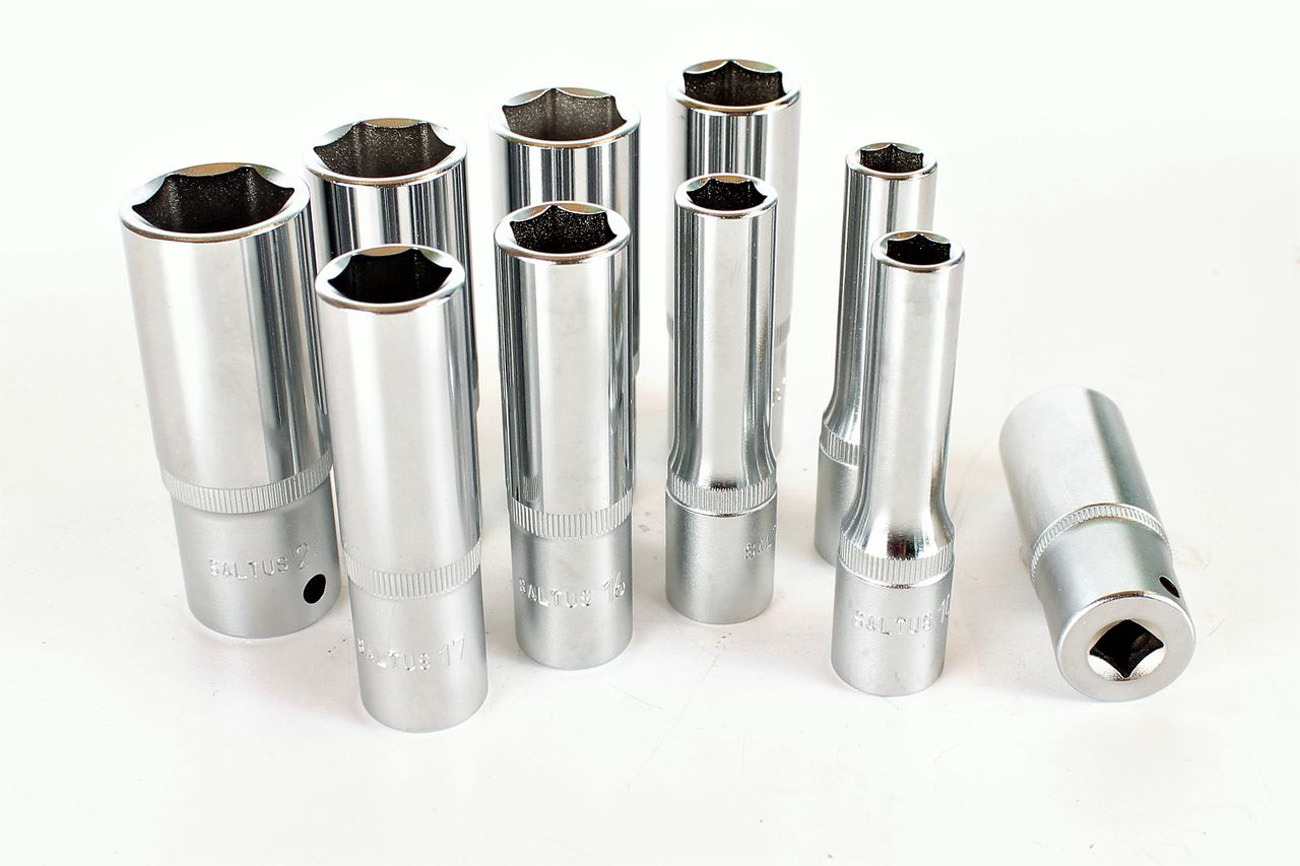 SALTUS 1/2" zestaw nasadek 10-24 mm sześciokąt 10-częściowy długa nakrętka SALTUS 1/2" zestaw nasadek 10-24 mm sześciokąt 10-częściowy długa nakrętka
