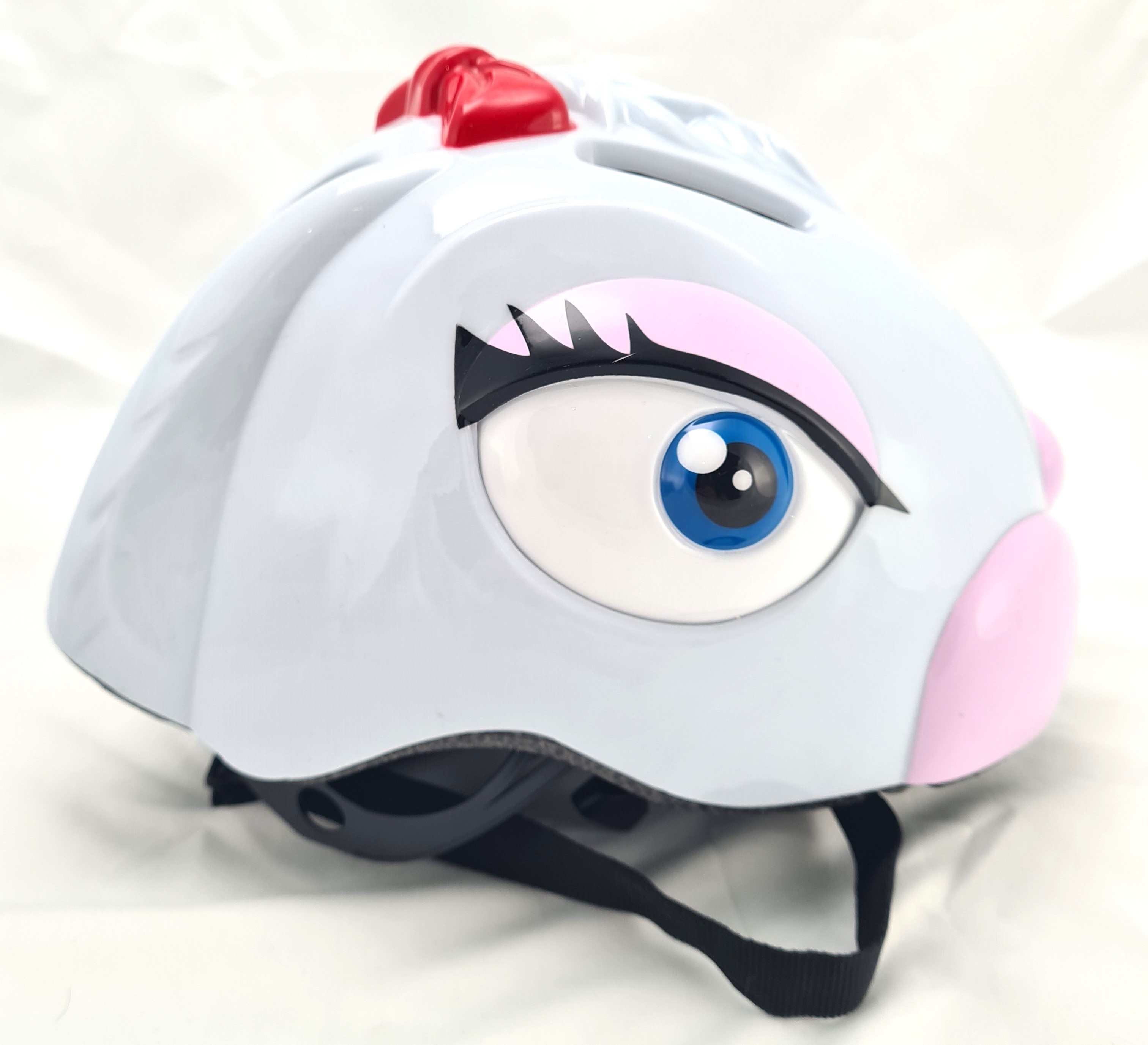 Safe & Sweet Kinder-Fahrradhelm 3D 49–55 cm Verstellbar Hasen-Design Robust Weiß