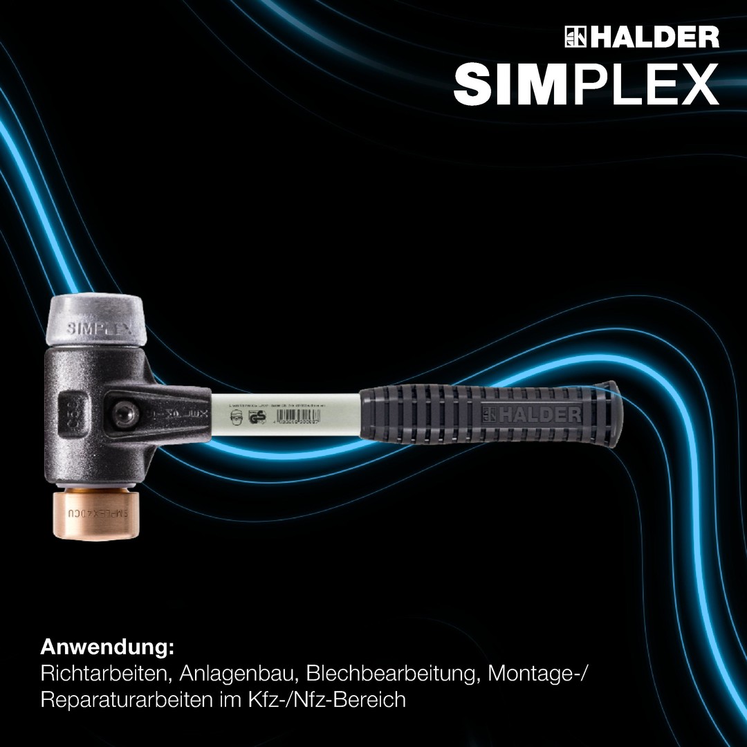 SIMPLEX-Aktionsbox KFZ, SIMPLEX-Schonhammer D40, Kupfer / Weichmetall plus Durchschlag | 3749s001