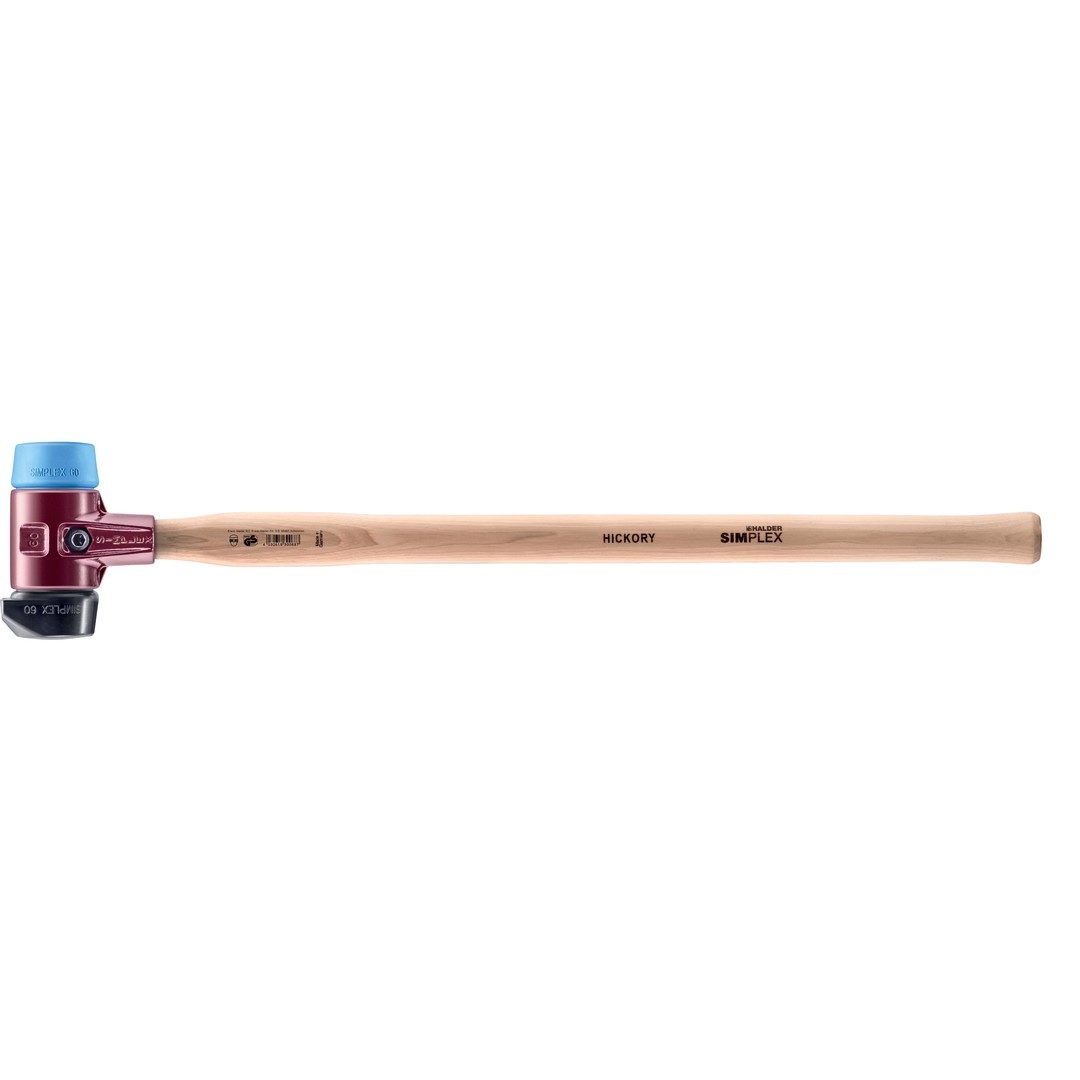 SIMPLEX-Vorschlaghammer, Gummikomposition, mit Standfuß / TPE-soft; mit Tempergussgehäuse und Hickorystiel | D=60 mm | 3012.261