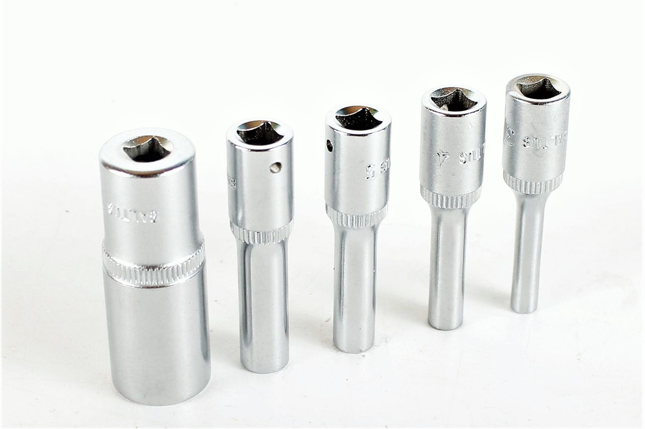 SALTUS 1/4" Steckschlüssel-Einsatz-Set 3-14 mm Doppel Sechskant 5-teilig lang