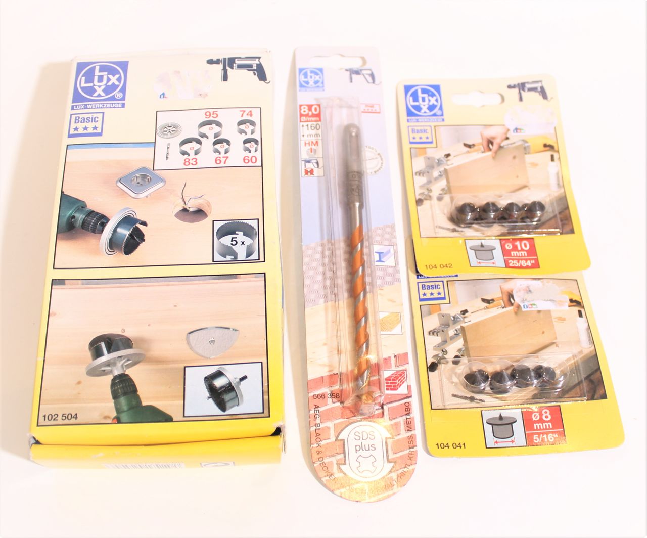 LUX Lochkreissäge SDS Plus Mehrzweckbohrer Lochsäge Dübel Satz Set 4-tlg. LUX Lochkreissäge SDS Plus Mehrzweckbohrer Lochsäge Dübel Satz Set 4-tlg.