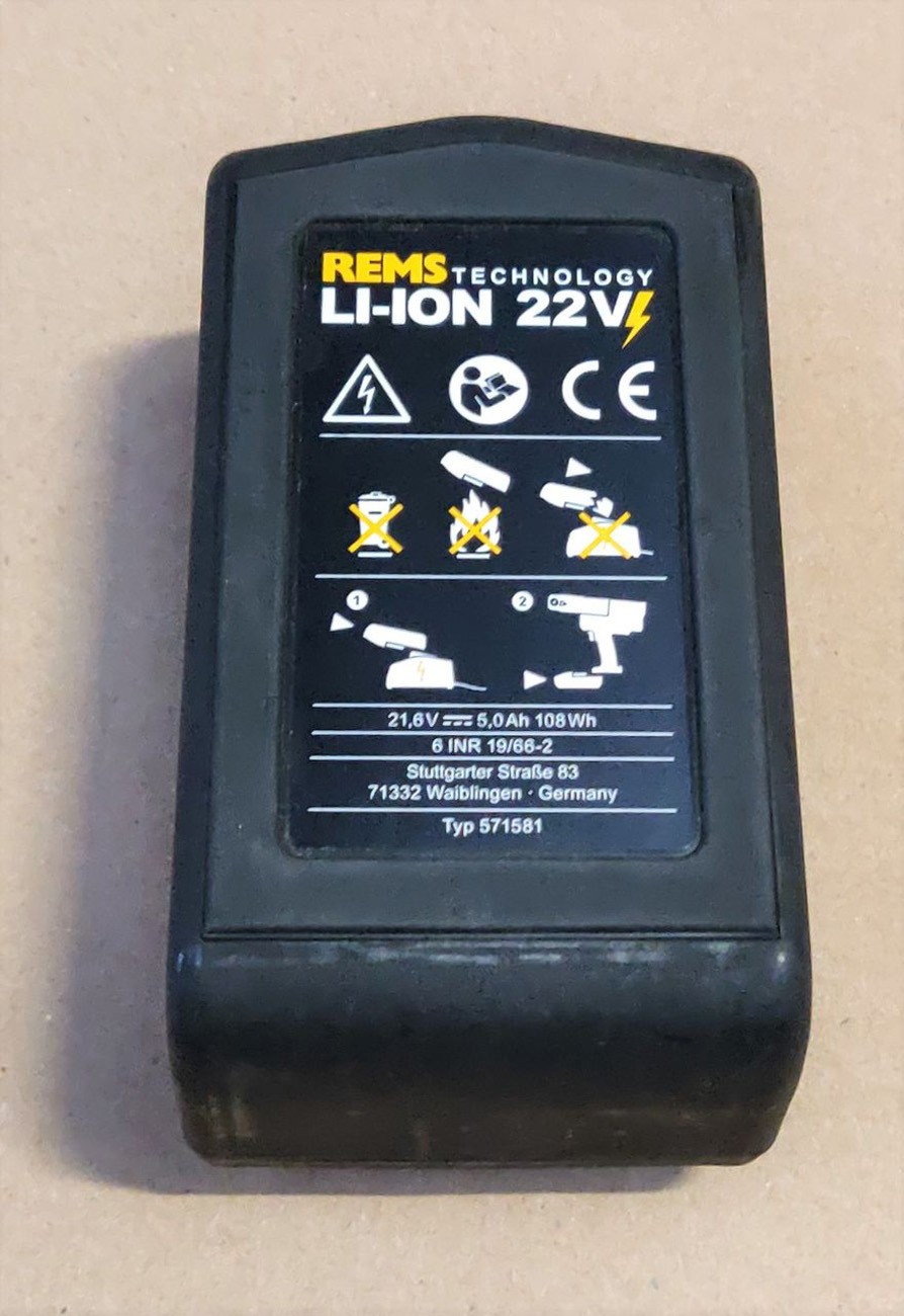 REMS Akku Nr. 571581 Li-Ion 21,6 V 5,0 Ah Mini Akku Press Cento Amigo Curvo 22 V