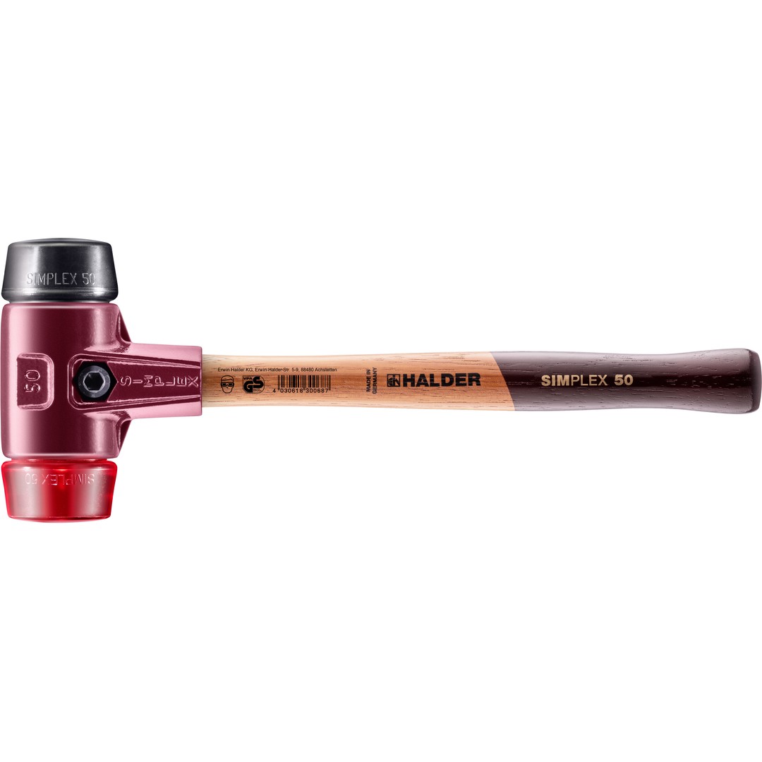 SIMPLEX-Schonhammer, Gummikomposition / Plastik; mit Tempergussgehäuse und hochwertigem Holzstiel | D=50 mm | 3026.050 SIMPLEX-Schonhammer, Gummikomposition / Plastik; mit Tempergussgehäuse und hochwertigem Holzstiel | D=50 mm | 3026.050