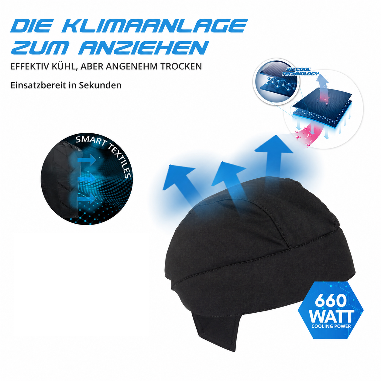 COOLINE Inside Kühlbandana 7202 Kühlmütze Kopfbedeckung Kappe Sommer Hitzeschutz