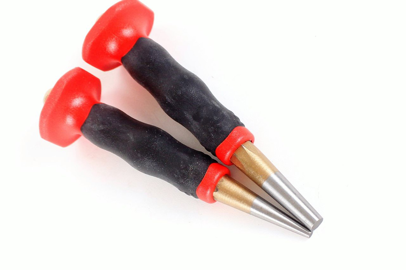 RENNSTEIG Durchtreiber Set 2 teilig mit Handschutz 3-6 mm Meißel Körner Treiber