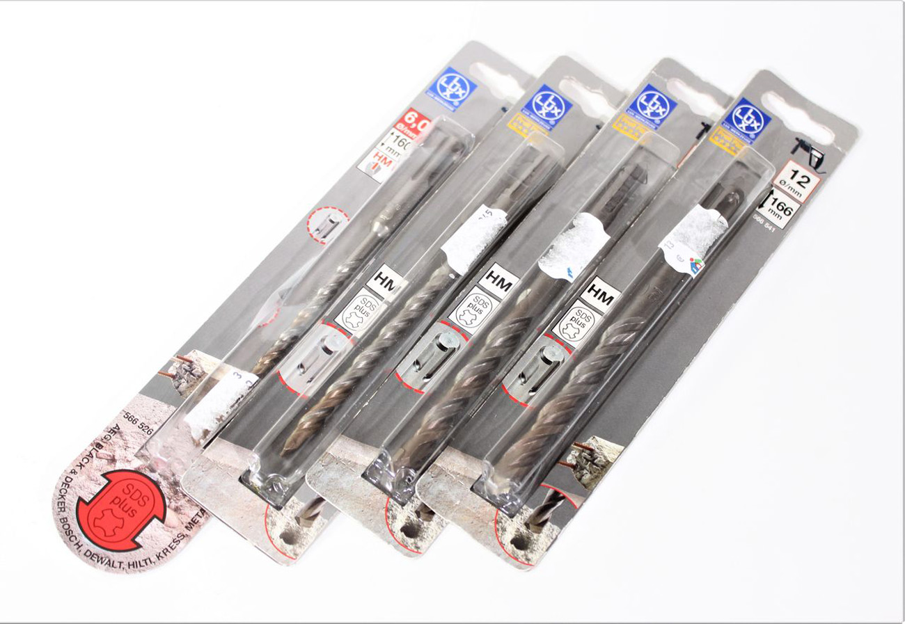 LUX Hammerbohrer ø 6,7,8,12 mm Set 4-teilig HM SDSplus Steinbohrer Bohrer bohren