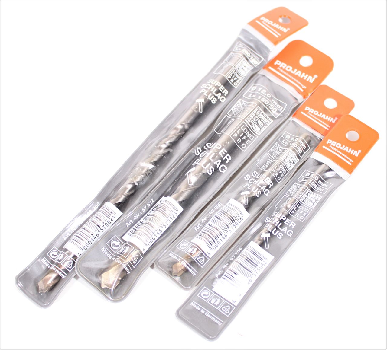 PROJAHN Bohrer Set 4-tlg. Hammerbohrer 6-12 mm Stein Beton Bohren Steinbohrer