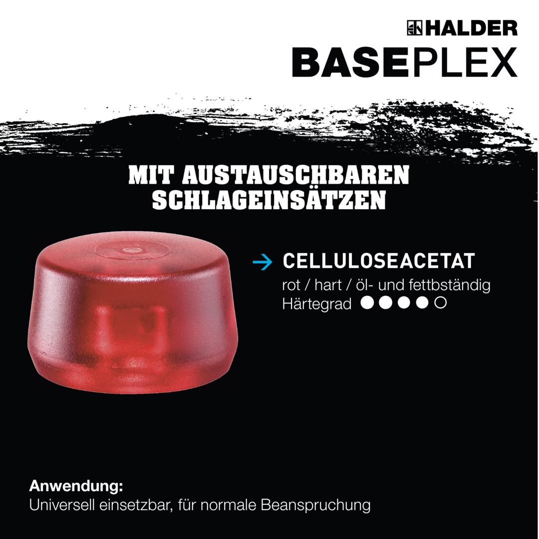 BASEPLEX-Schonhammer, Celluloseacetat / celluloseacetat mit Zinkdruckguss-Gehäuse und Holzstiel | D=25 mm | 3906.025