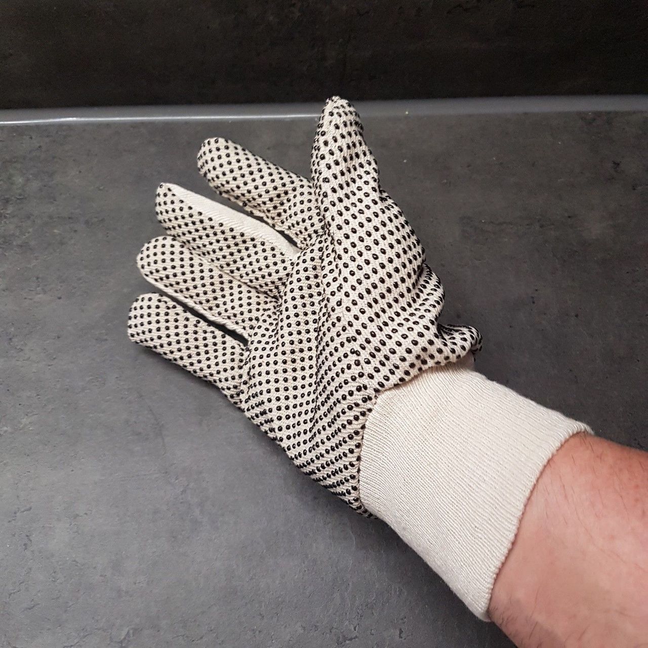 12 Paar Arbeitshandschuhe Strick mit Noppen Gartenhandschuhe Baumwoll-Handschuhe