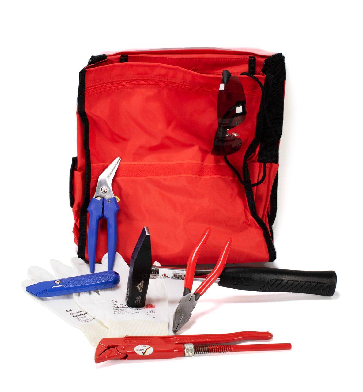 Set d'outils 8 pièces dans un sac Marteau Pince Couteau Ciseaux Atelier Bricolage