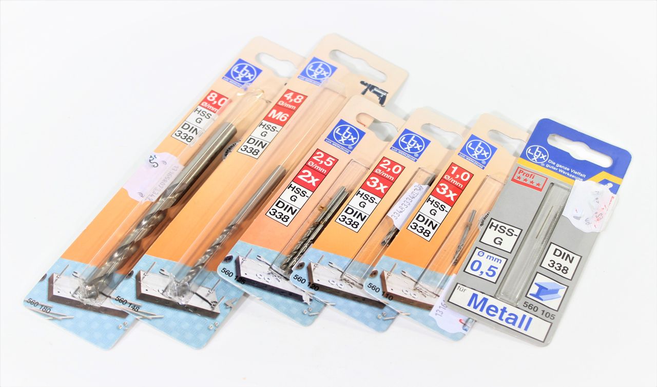 LUX HSS-G Spiralbohrer Set 6-tlg. ø0,5-8mm DIN 338 Metallbohrer Bohrer bohren