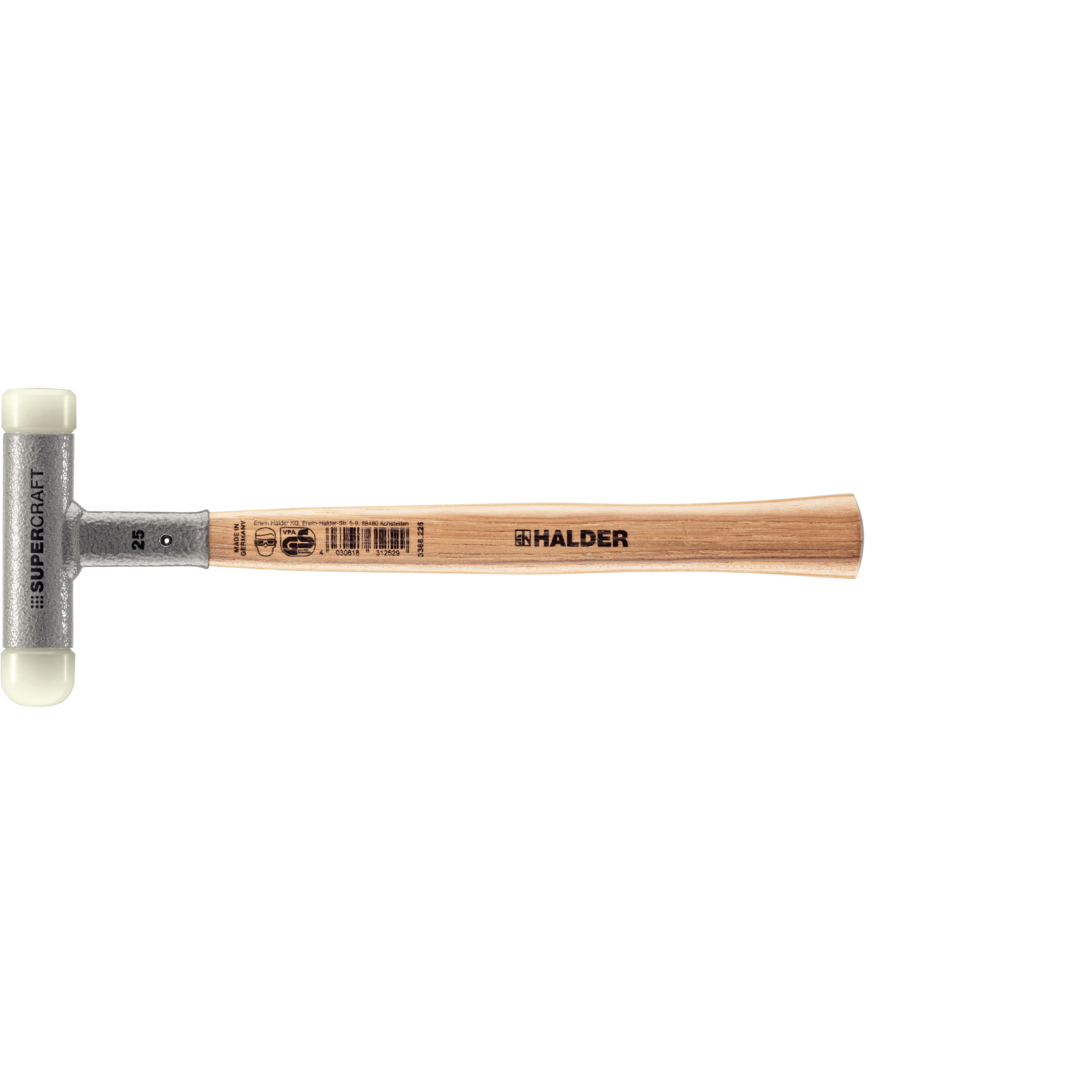SUPERCRAFT-Schonhammer, mit schwingungsdämpfendem, ergonomisch geformtem und lackiertem Hickorystiel und abgerundetem Einsatz | D=25 mm | 3366.225